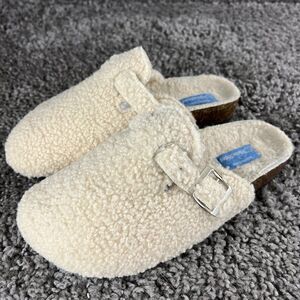 Sherpa Clogs Pillow Slides Slippers Womens 8 White Slip On Comfort Shoes